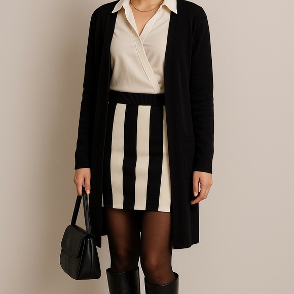 XXI by Forever 21 Women's Black and White Striped Mini Skirt - Picture 9 of 13